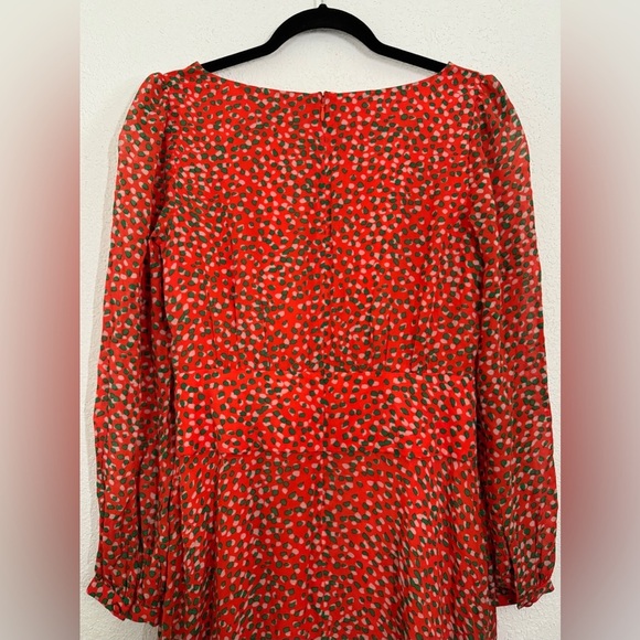 Boden Ingrid Orange Sunset Speckle Long Sleeve Flowy Crew Neck Midi Dress Size 4 - Picture 6 of 10